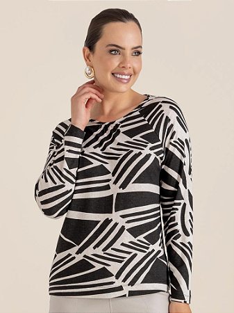 Blusa "Movimento" Manga Longa Decote U Franzido