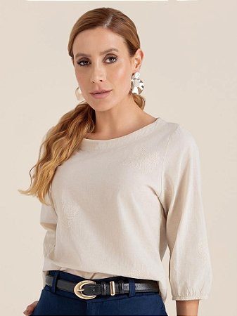 Blusa "Horizonte" Mangas ¾ Bordada