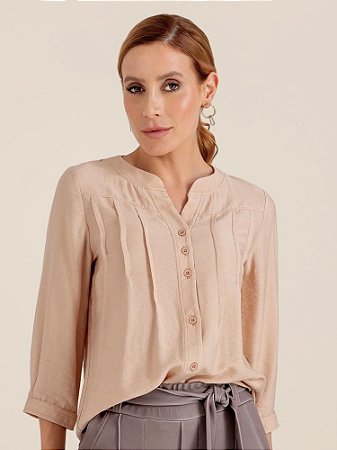 Camisa "Sussurro" Mangas ¾ pregas