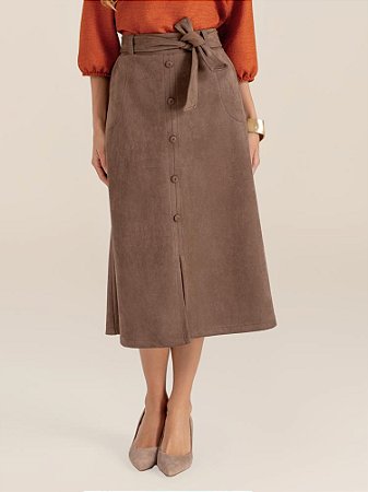 Saia "Ânimo" Evasê Midi Suede
