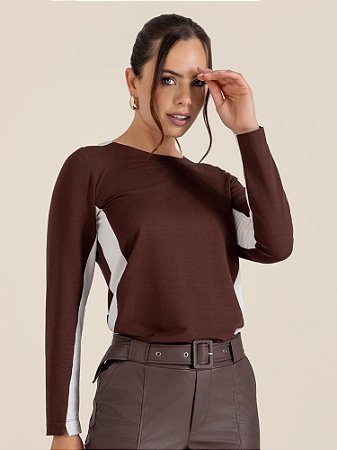 Blusa "Propósito" Manga Longa Bicolor
