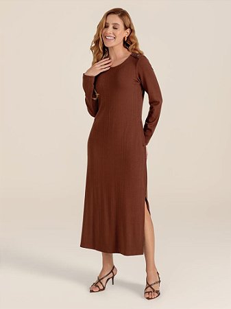 Vestido "Ânimo" Manga Longa Midi