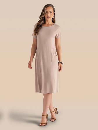 Vestido Nuances Japonesa Midi Com Bolsos