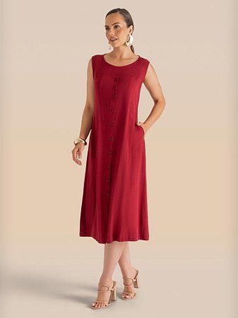Vestido Orientar Sm Evasê Abotoamento Frontal