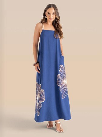 Vestido Azul Essencial Estampa Exclusiva