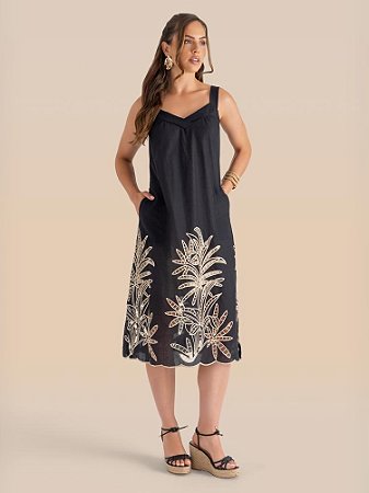 Vestido Reflexos Sm Midi Bordado Richelieu