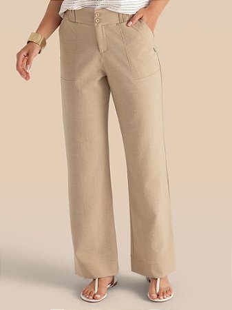 Calça Plenitude Semi Wide Rustic Bainha Destacada