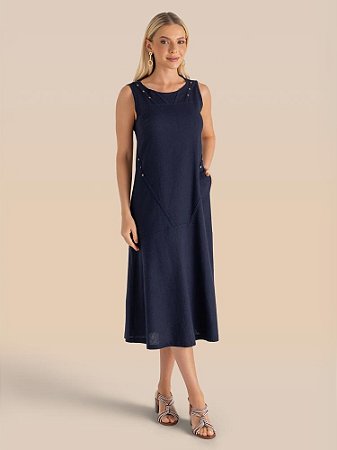 Vestido Presença Sm Evasê Pontos Metálicos