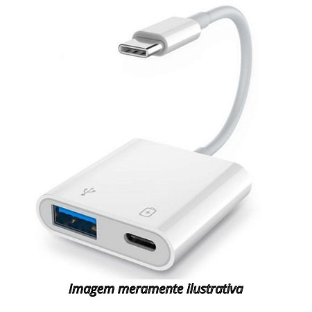 Adaptador 2 em 1 tipo C  OTG - Conversor de carga rápida tipo C para USB 3.0