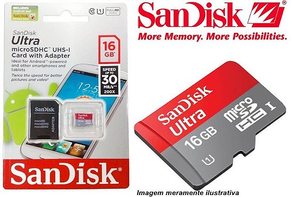 Cartão Micro SD 16GB Classe 10 Sandisk