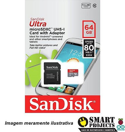 Cartão Micro SD 64GB Classe 10 Sandisk