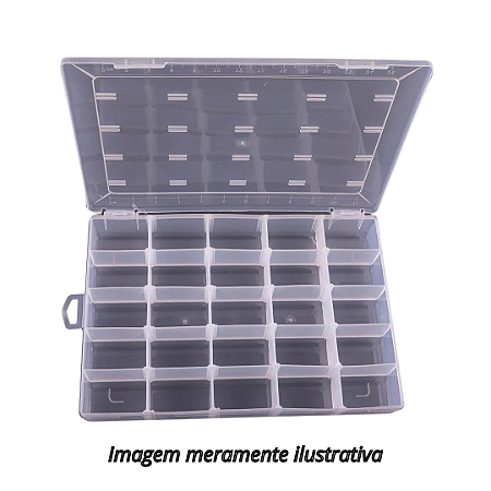 Caixa Organizadora 25 Divisórias Ajustáveis Transparente 33cm X 22,9cm X 4,3cm