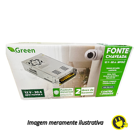 Fonte Chaveada 12V 30A 360W Bivolt com Carcaça Metálica