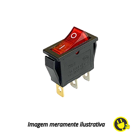 Chave Gangorra KCD3-101N ON/OFF 3T Vermelha – 16A 250V