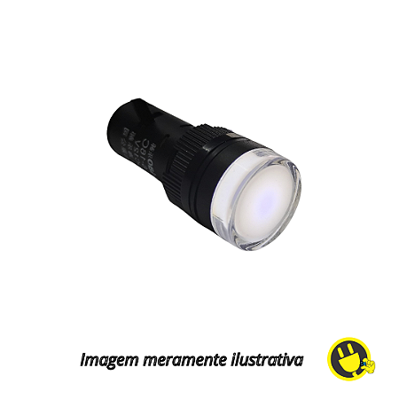 Sinaleiro Indicador C/ Led 12V - AD16-16C - Branco 16mm