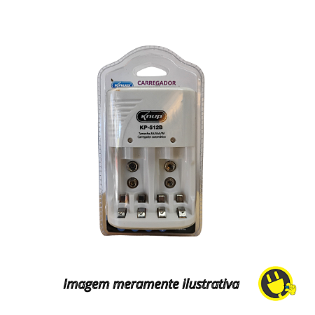 Carregador de Pilhas Knup KP-512 – Para AA, AAA e 9V Recarregáveis
