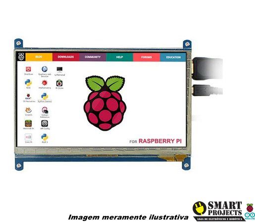 Kit Tela LCD Touch Screen 7 Polegadas 800x480 HDMI para Raspberry