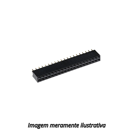 Barra de Pinos Fêmea 2x20 Vias com Passo de 2,54mm 180°