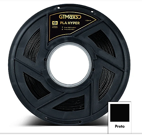 Filamento PLA HYPER HT 1,75mm 1Kg Preto GTMax3D