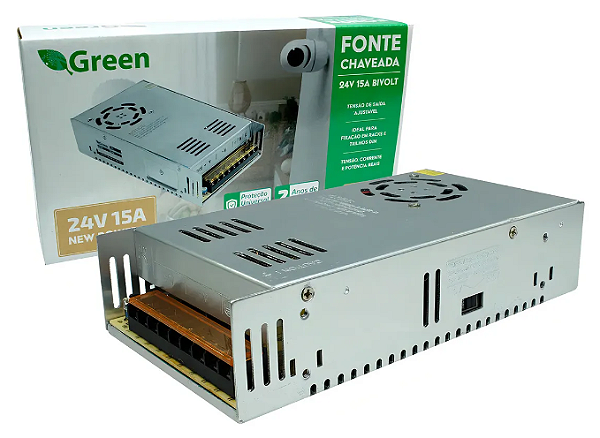 Fonte Chaveada Green 24V 15A Bivolt Metálica