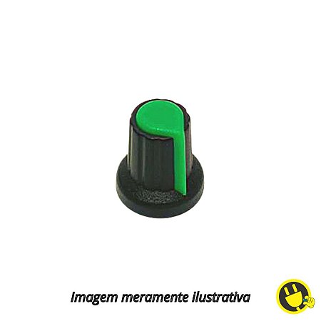 Knob para Potenciômetro Preto com Verde