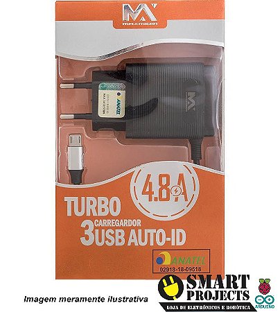 Carregador De Parede Turbo 4.8a Micro Usb V8
