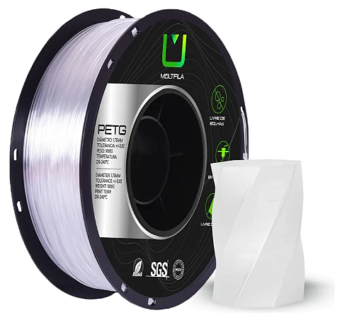 Filamento PETG 1,75mm 1Kg Transparente MULTFILA