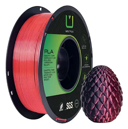 Filamento PLA Silk Dual 1,75mm 1Kg Preto e Vermelho MULTFILA