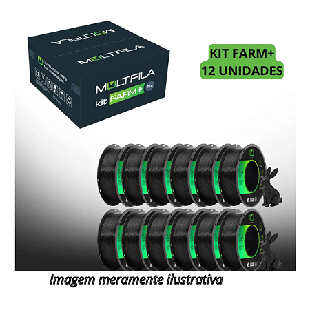 Filamento PLA Box 12 Preto Kit Farm MULTFILA