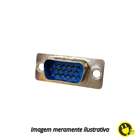 Conector DB15 VGA Macho Solda Fio Sem Capa