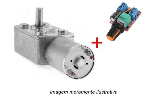 Motor 12v DC c/ caixa de redução reversível + Dimmer 3~35v controle de velocidade