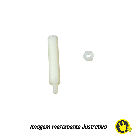 Espaçador Nylon Sextavado M3 30mm + 6mm com Porca