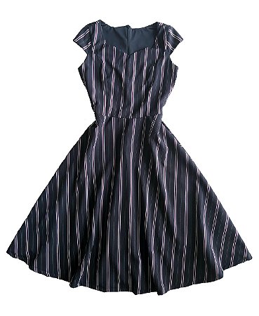 Vestido Listrado Midi Preto