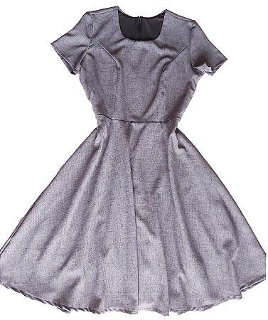 Vestido Godê Plus Size Linho Cinza
