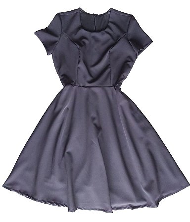 Vestido Feminino Godê Preto Liso Plus Size