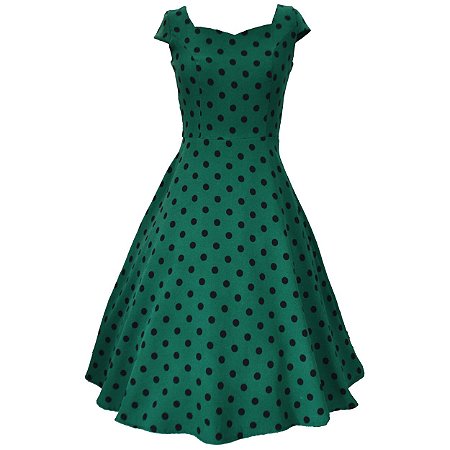 Vestido Godê Feminino Midi Poá Verde Escuro - Ky Estilo - Moda Social e  Executiva