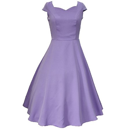 Vestido Godê Feminino Rodado Lavanda Lilás Evangélica Festa