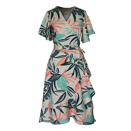 Vestido Envelope Feminino Malha Verde