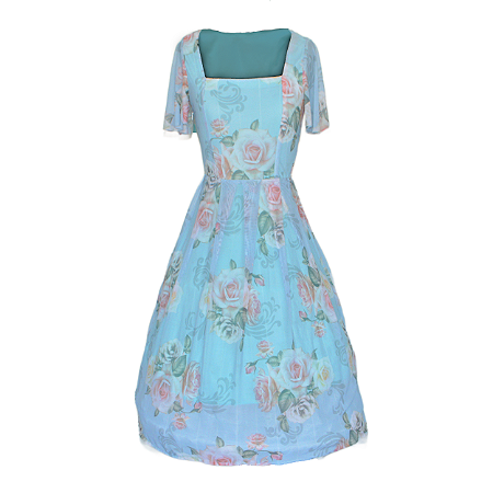 Vestido de Pregas Tule Feminino Midi