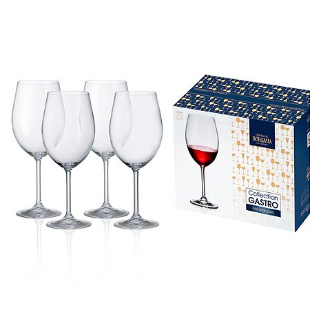 JOGO 4 TAÇAS CRISTAL BOHEMIA VINHO TINHO 580ML TITANIUM