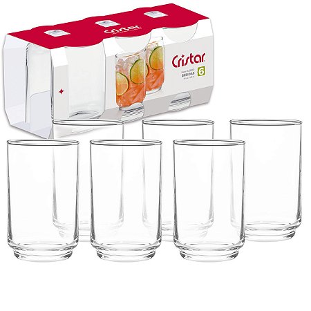 CONJUNTO 6 COPOS LONG DRINK ALEGRO EM VIDRO 348ml