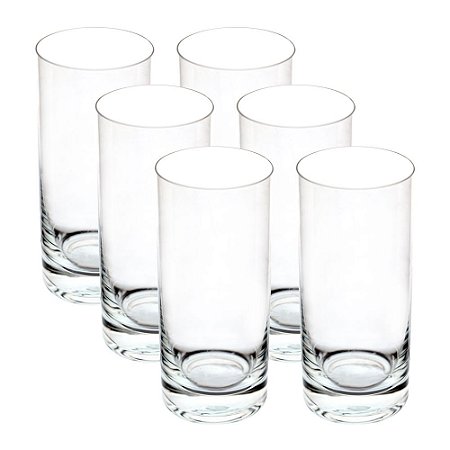 CONJUNTO 6 COPOS LONG DRINK EM CRISTAL 250ml