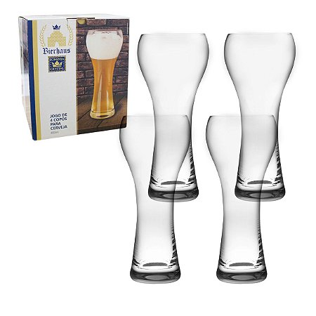 JOGO 4 COPOS BOHEMIA CRISTAL PARA CERVEJA WEISEN 400ML