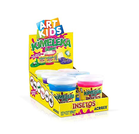 KIMELEKA SLIME INSETOS CAIXA COM 6 POTES COM 180G