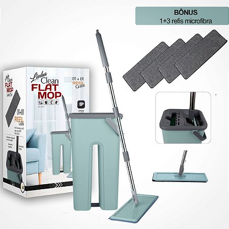 FLAT MOP VERTICAL LAVA E SECA MULTIUSO + 4 REFIS BONUS