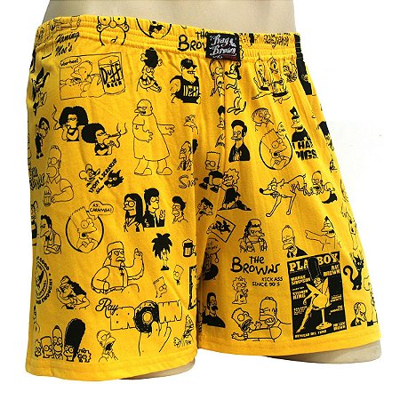 Cueca Samba Canção Anime Simpsons 100% Algodão Amarelo Ray Brown