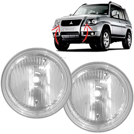 Par De Farol Auxiliar Pajero Tr4 06 A 09 Lente Vidro 118mm