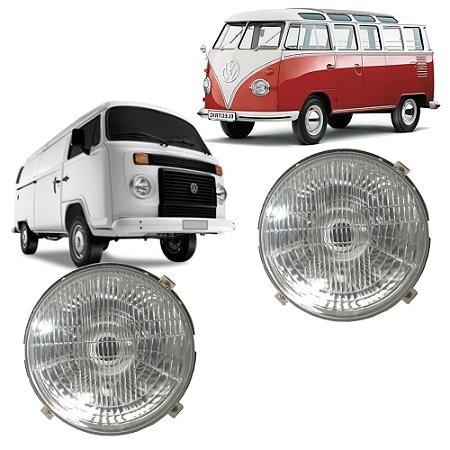 Par Farol Kombi 1974 A 2012 Carcaça Em Aço Lente Vidro 180mm