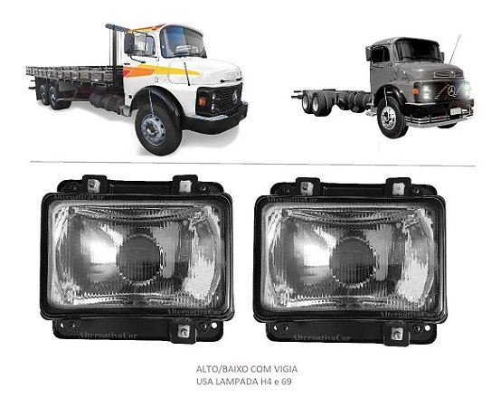 Kit Farol Caminhão Cara Preta 1113 1313 1513 Alto/baixo H4