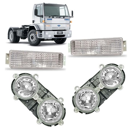 KIT Farol Duplo e Pisca Cristal Ford Cargo 712 815 2622 2626 2831 2632